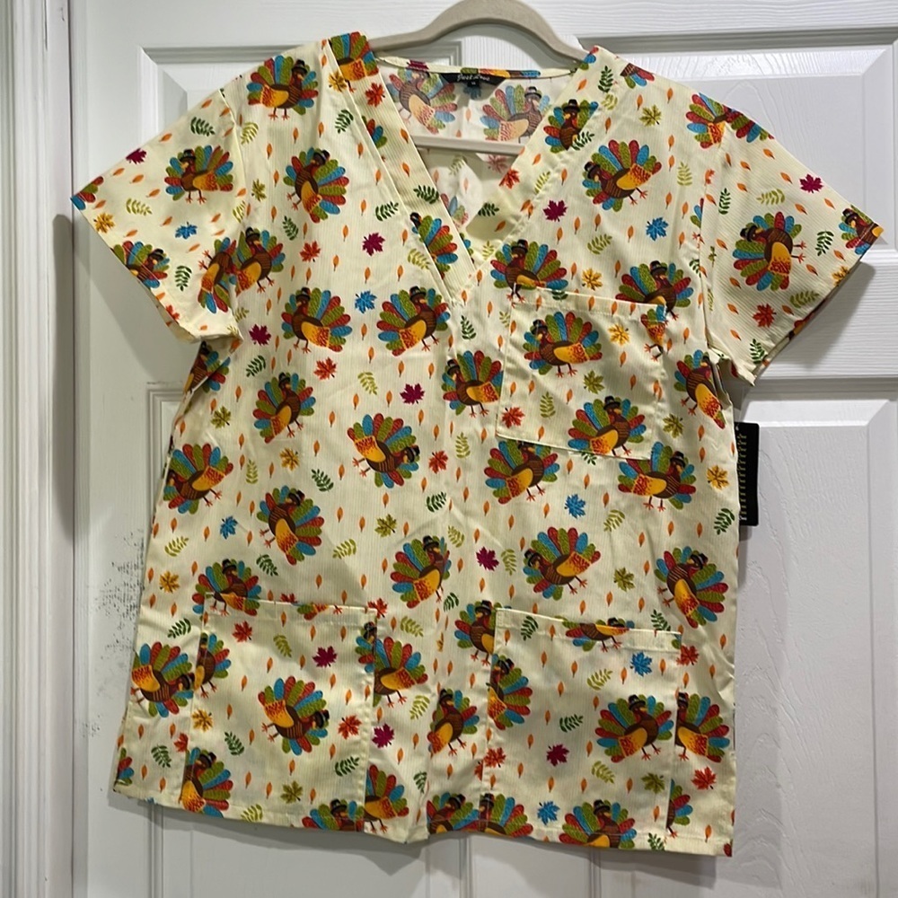 NWT! Just Love Thanksgiving Turkey Scrub Top M Nurse